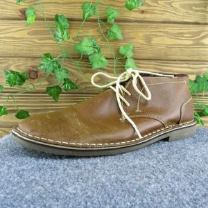 Kenneth Cole Reaction Desert Wind Men Chukka Boots Brown Leather Lace Up Size 10